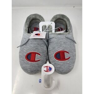 Champion University Slippers Grey Big C Logo Faux Fur Lined Men‎ 5 Women 7 NEW